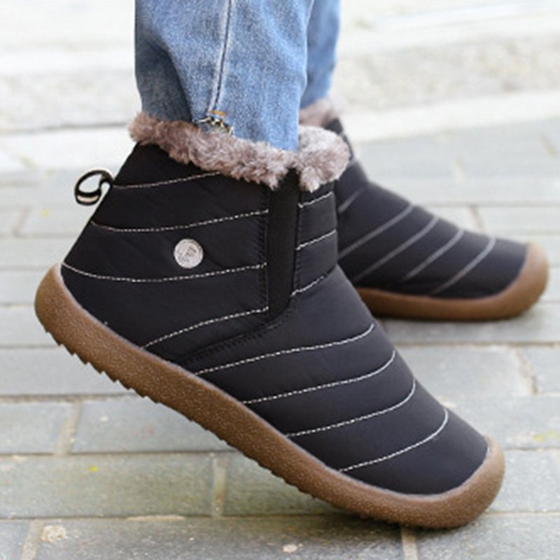Large Size Waterproof Fur Lined Slip On Boots