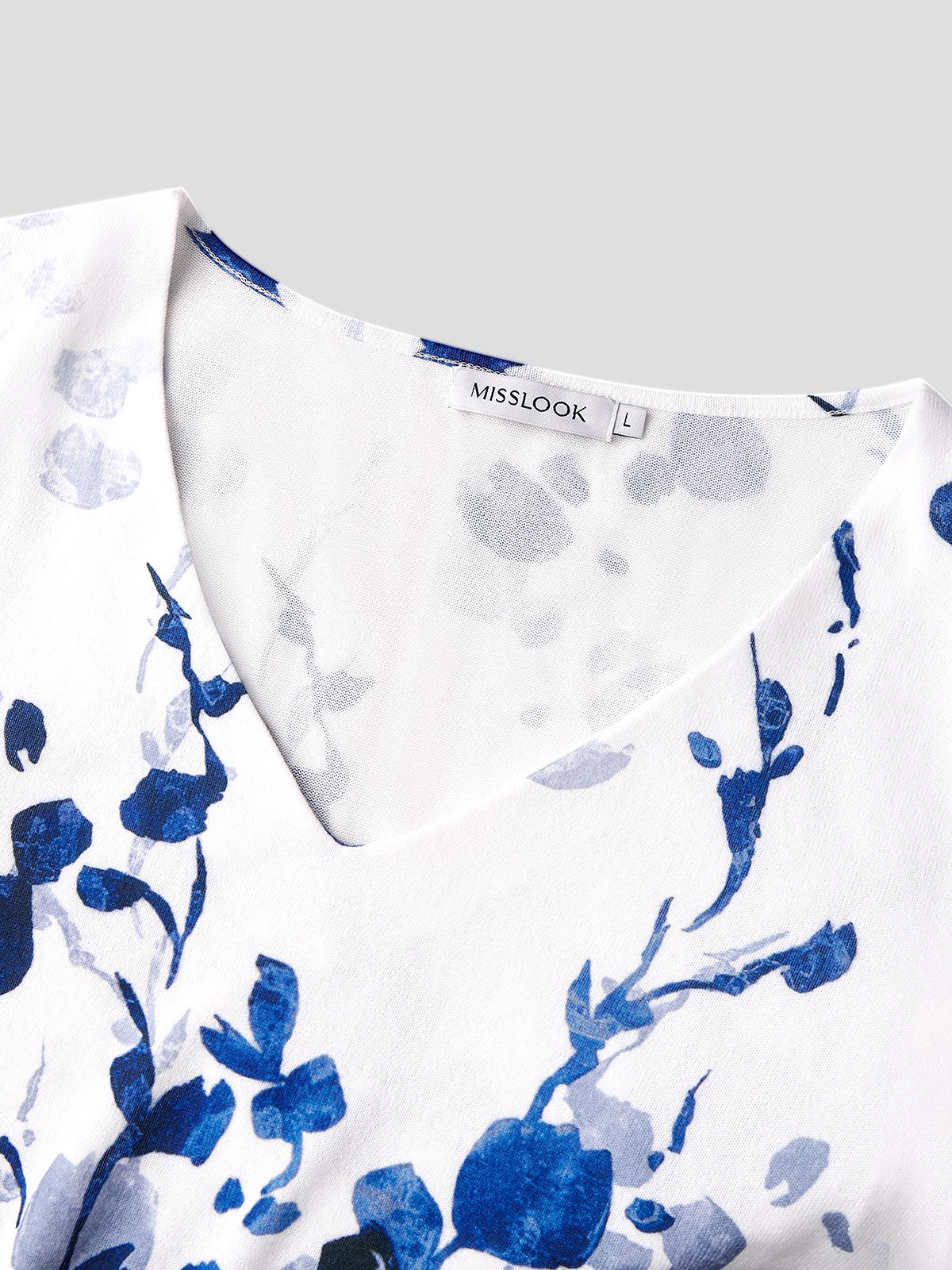 Casual V Neck Cotton-Blend Floral Sweatshirt &pullover