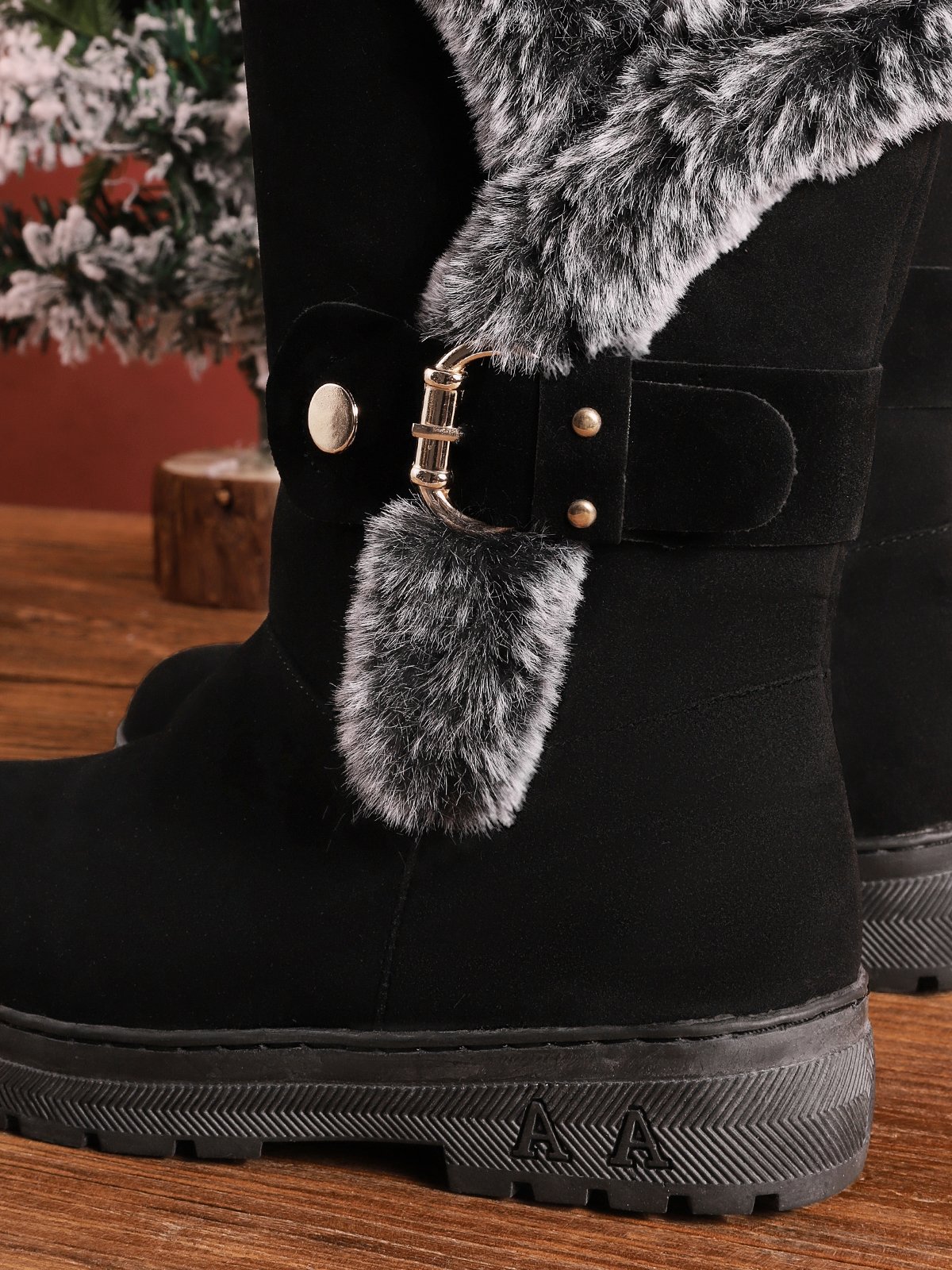 Simple Metal Wool Stitching And Velvet Warm Snow Snow Boots