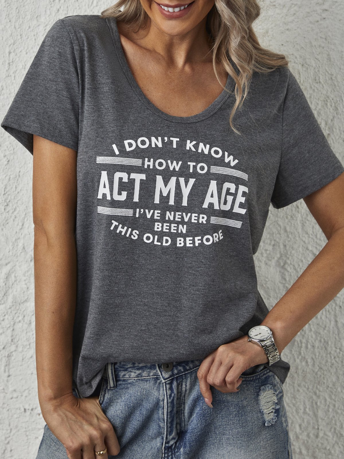 Casual Jersey Letter Fit T-shirt