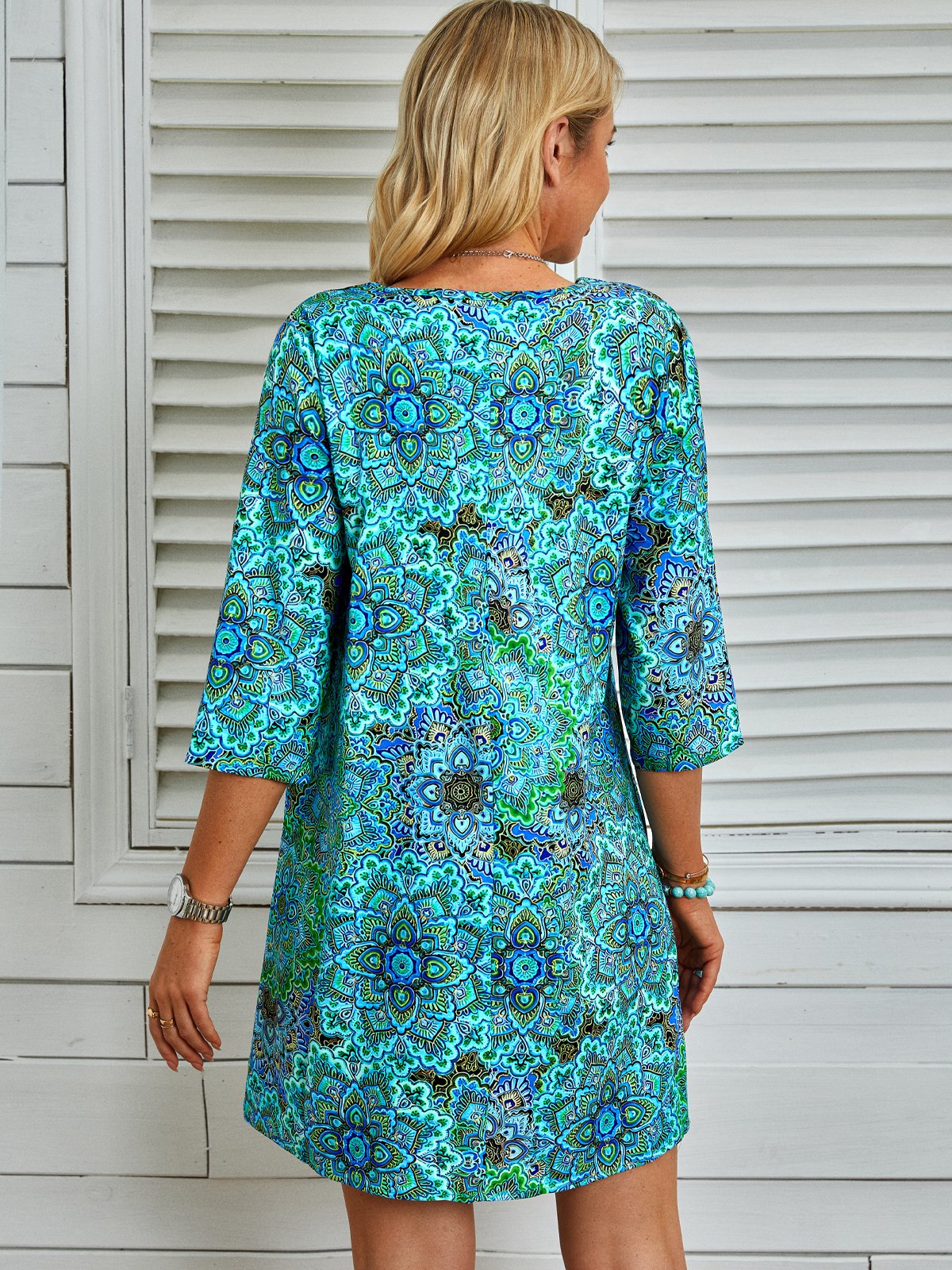 Floral V Neck Polyester Fibre Boho Shorts