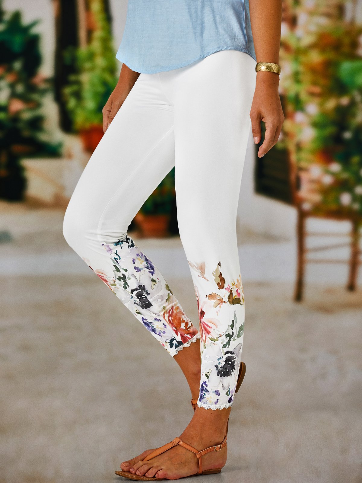 Jersey Floral Printed Regular Casual Trousers