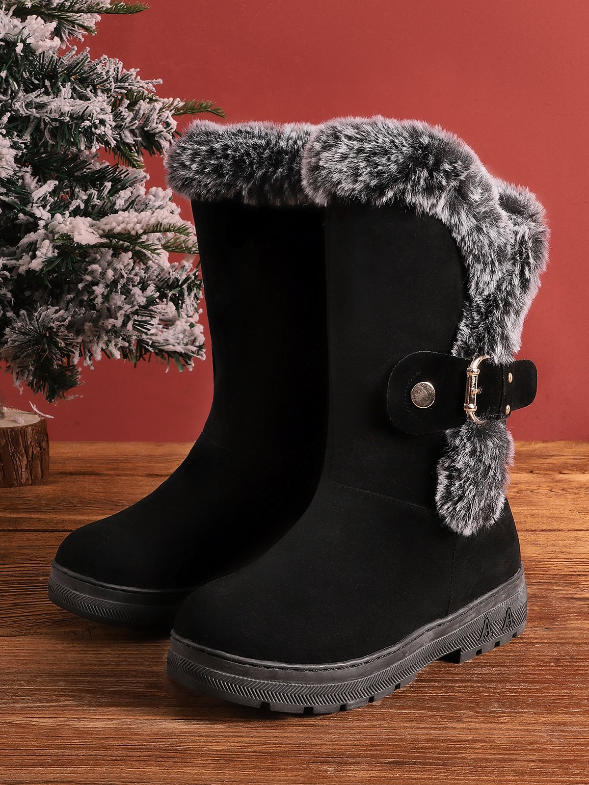Simple Metal Wool Stitching And Velvet Warm Snow Snow Boots