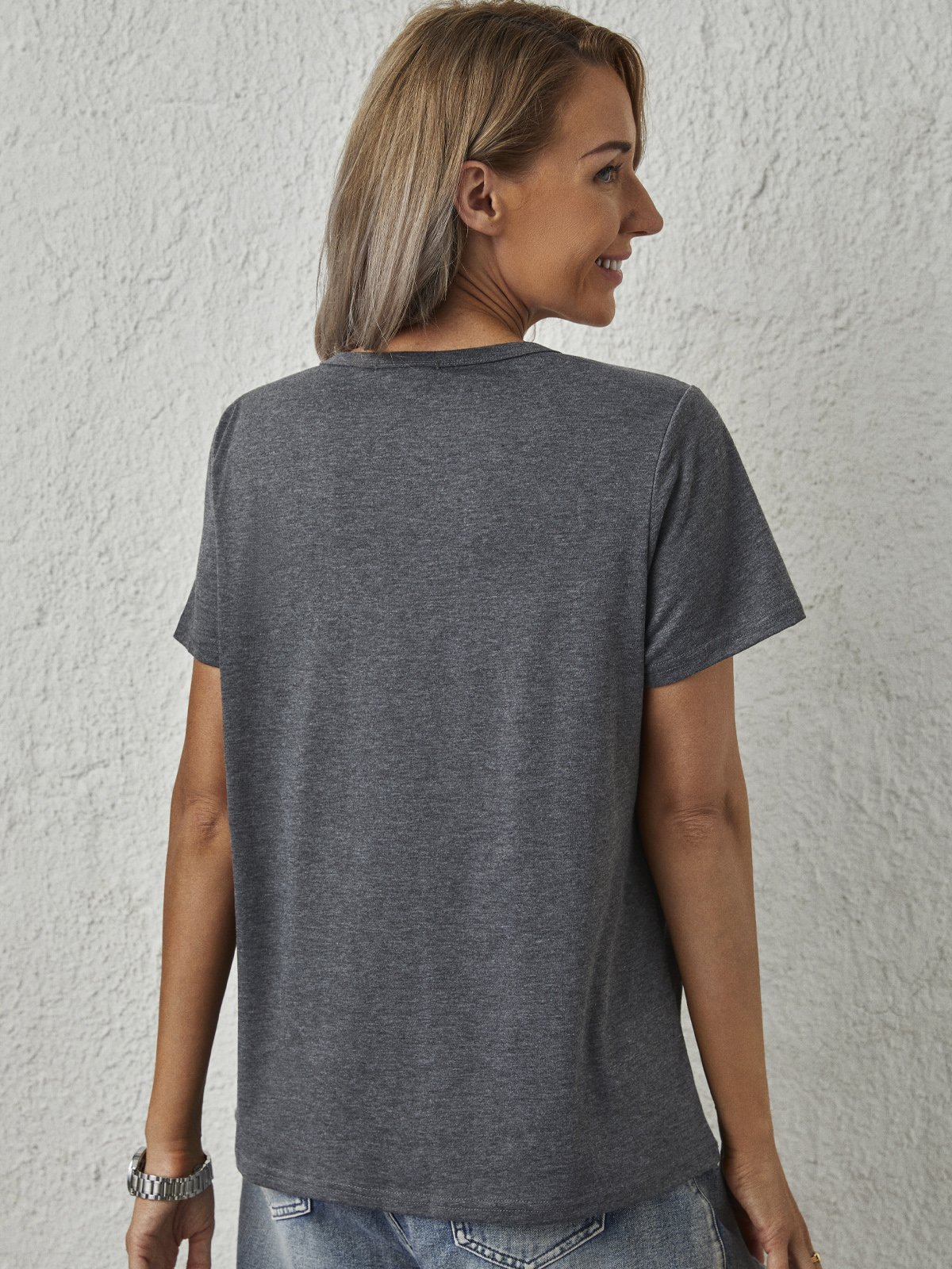 Casual Jersey Letter Fit T-shirt
