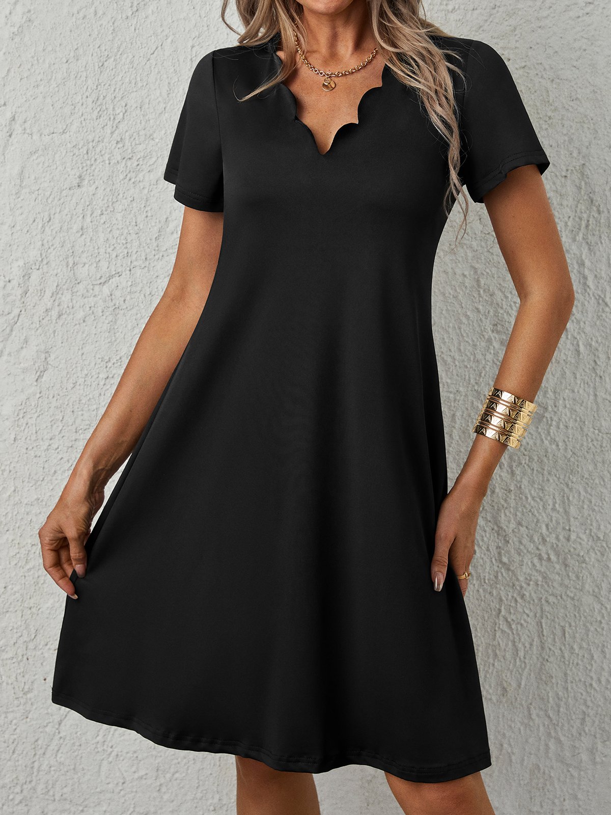 V Neck Solid Loose Shorts