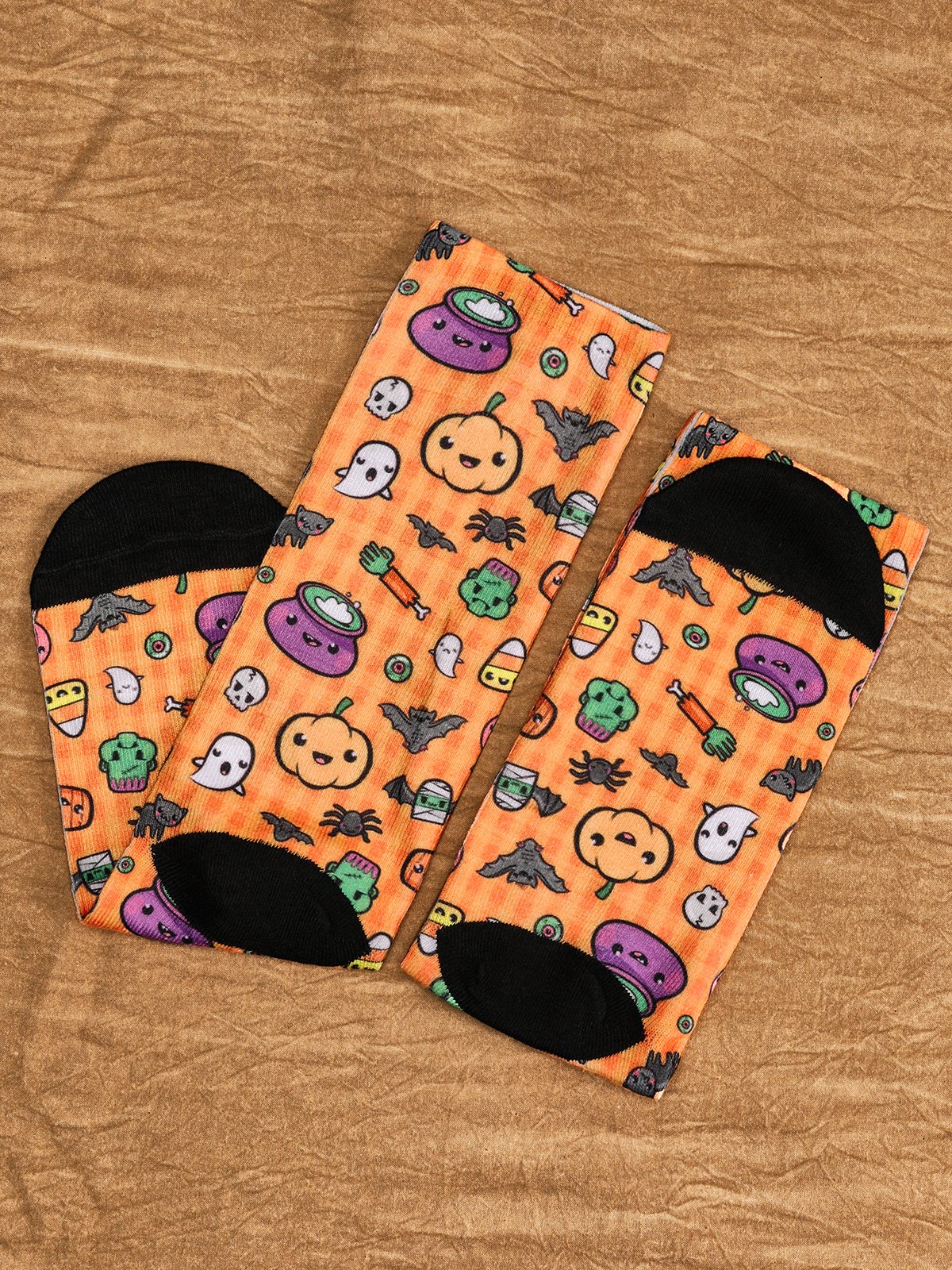 Street All Season Halloween Cotton Printing Holiday Halloween Over the Calf Socks Regular Socks for Women