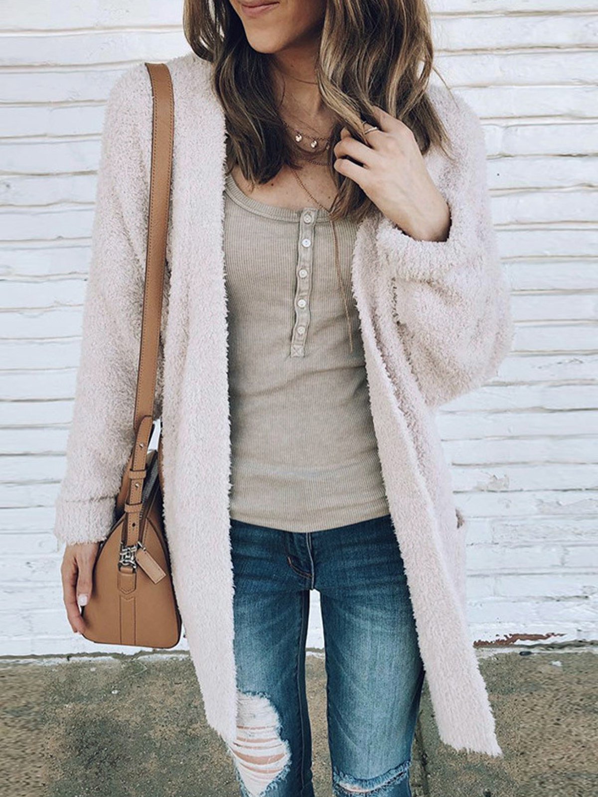 Solid Loose Pocket Mid Pattern Coat