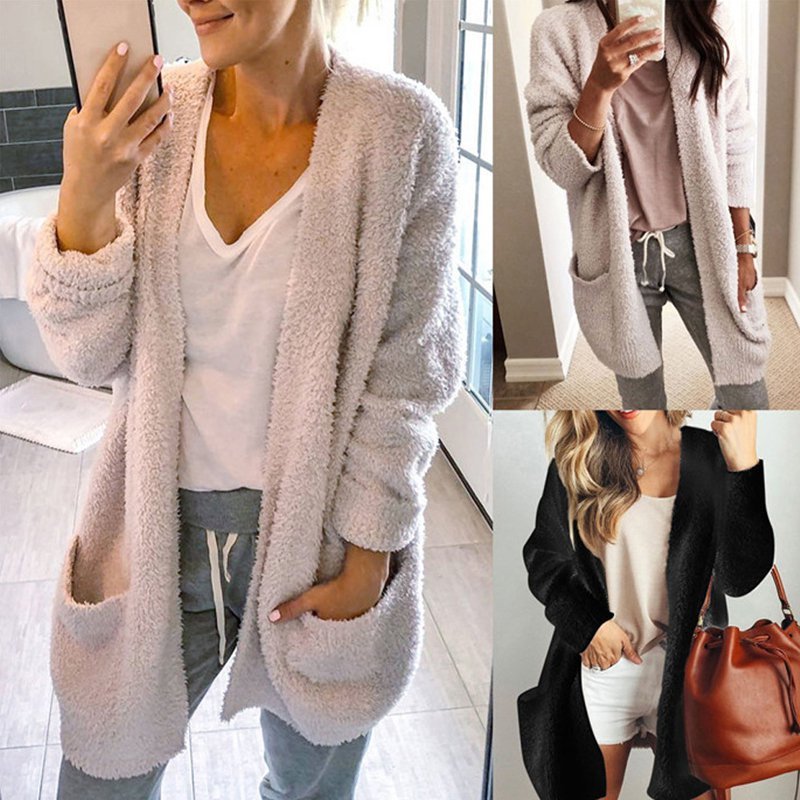 Solid Loose Pocket Mid Pattern Coat