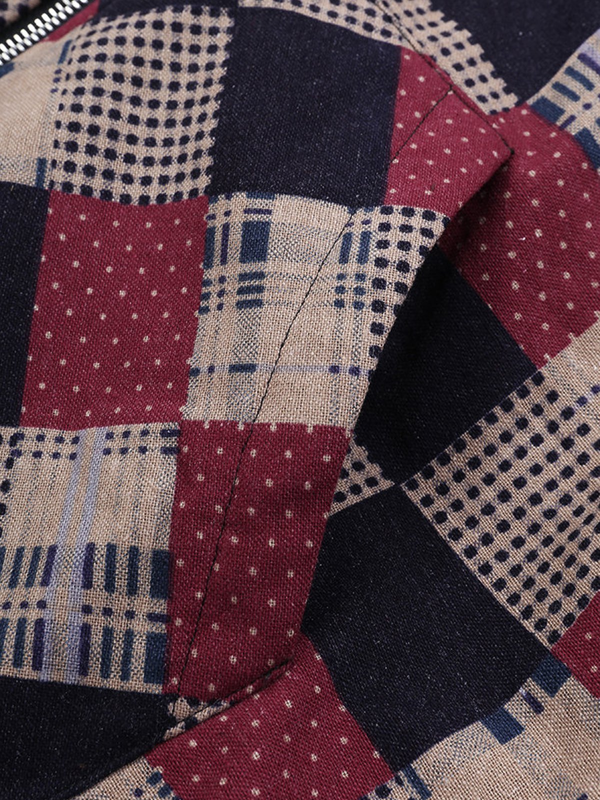 Women Plaid Fleece Hooded Zipper Autumn Winter Coat