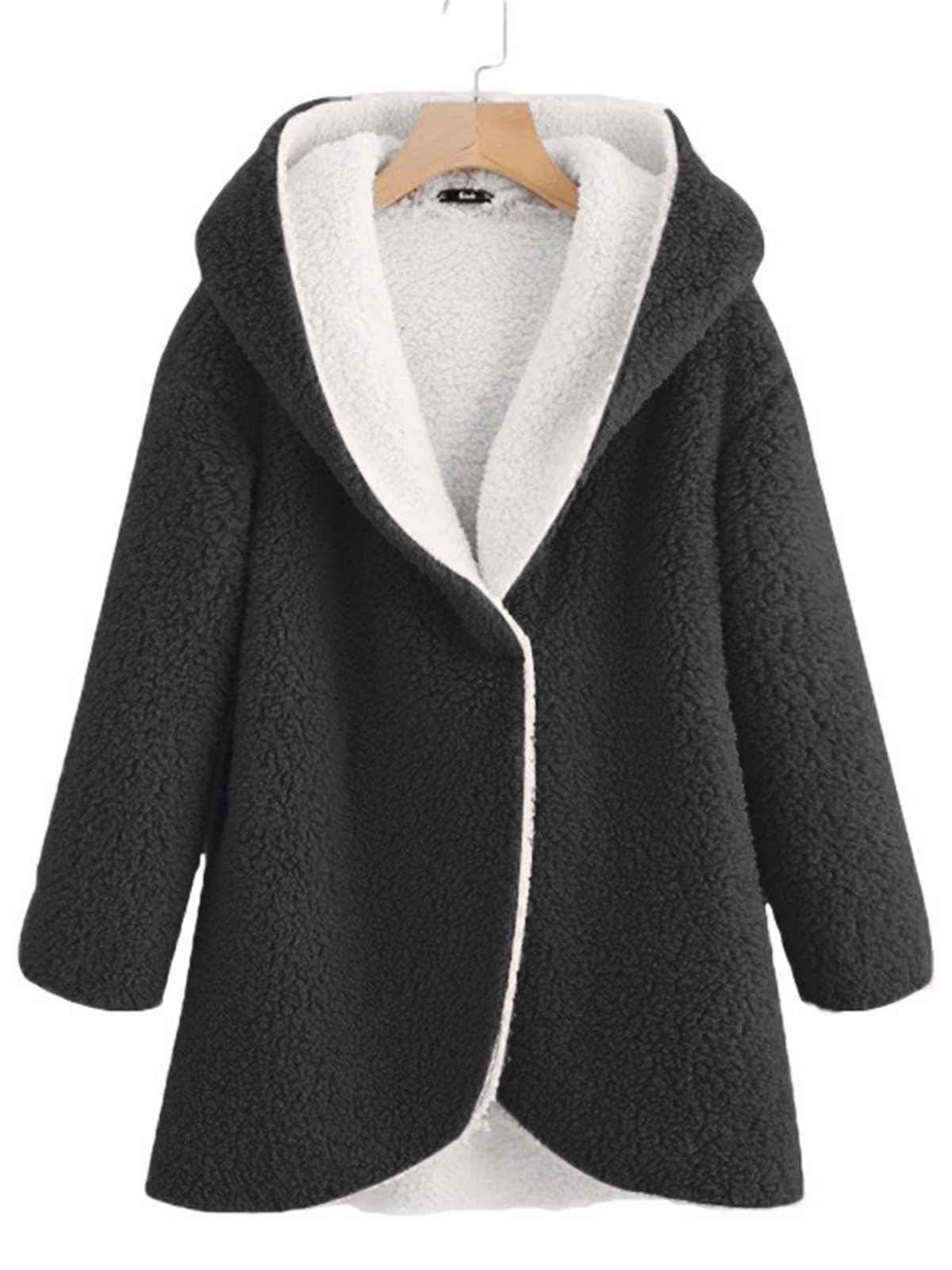 Solid Casual Long Sleeve Hooded Warm Coat