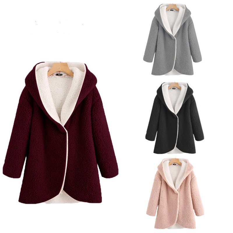 Solid Casual Long Sleeve Hooded Warm Coat