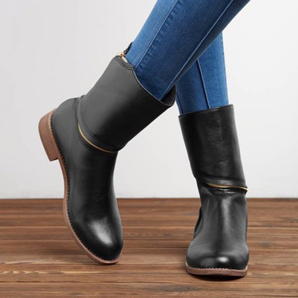 Women Distressed Ankle Boots Pointed Western Style Leather Boots