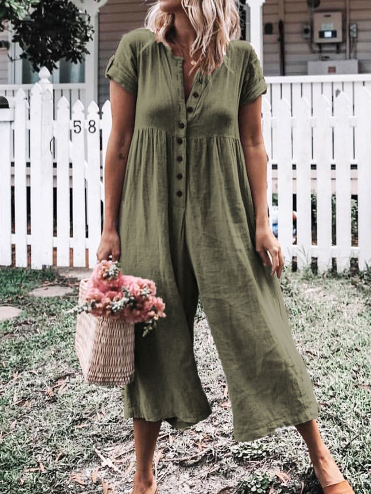Vacation Cotton H-Line Jumpsuits&rompers