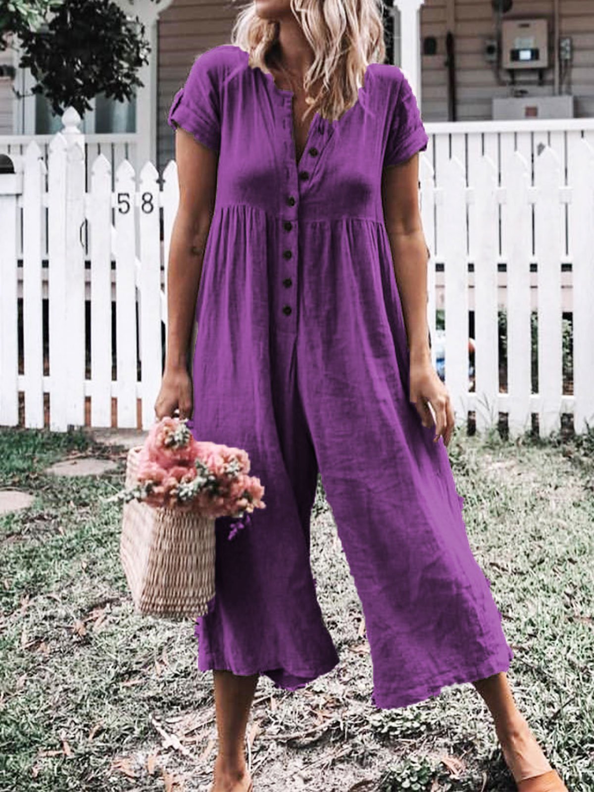 Vacation Cotton H-Line Jumpsuits&rompers