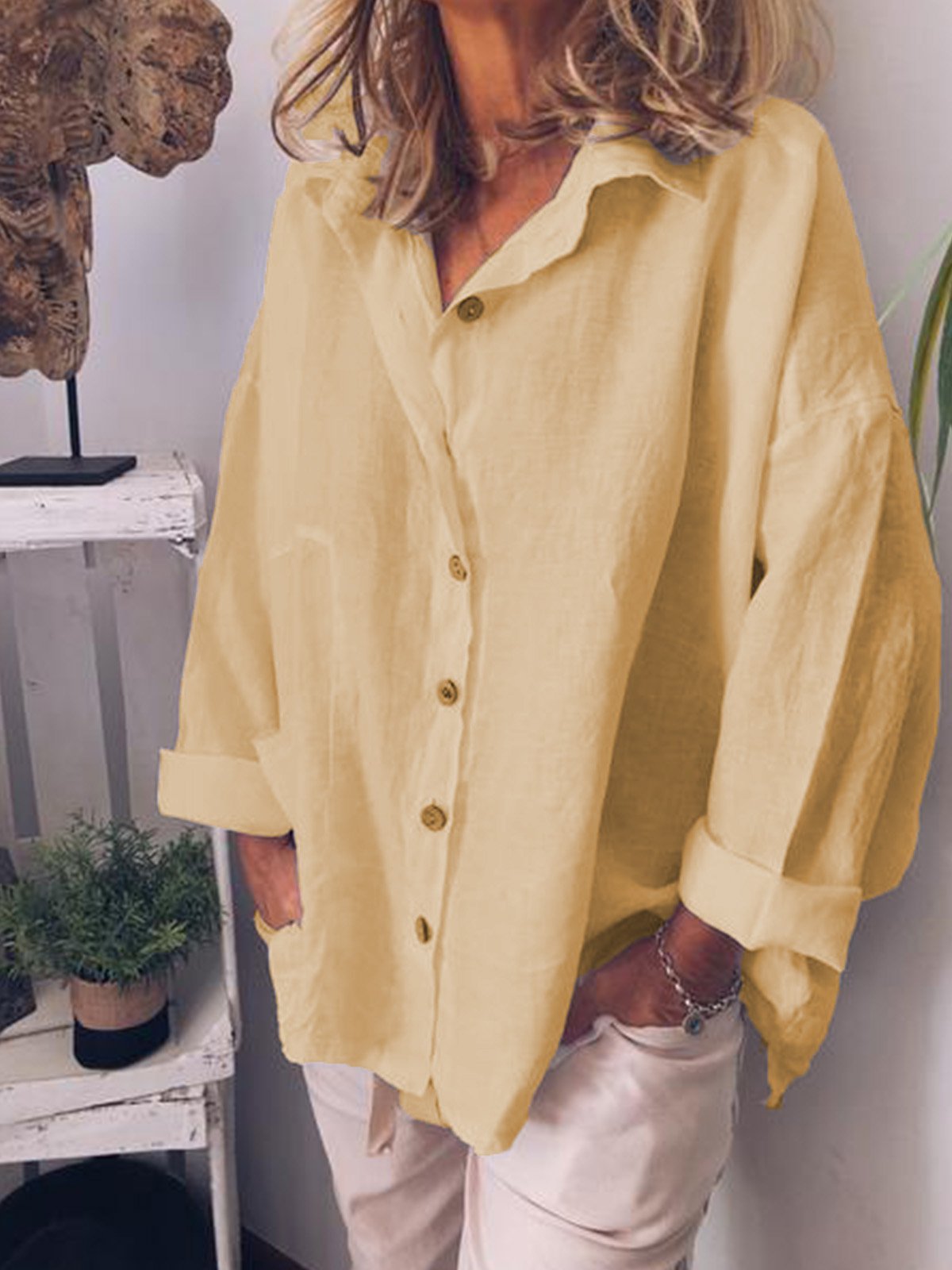 Loose Vacation Linen Blouses