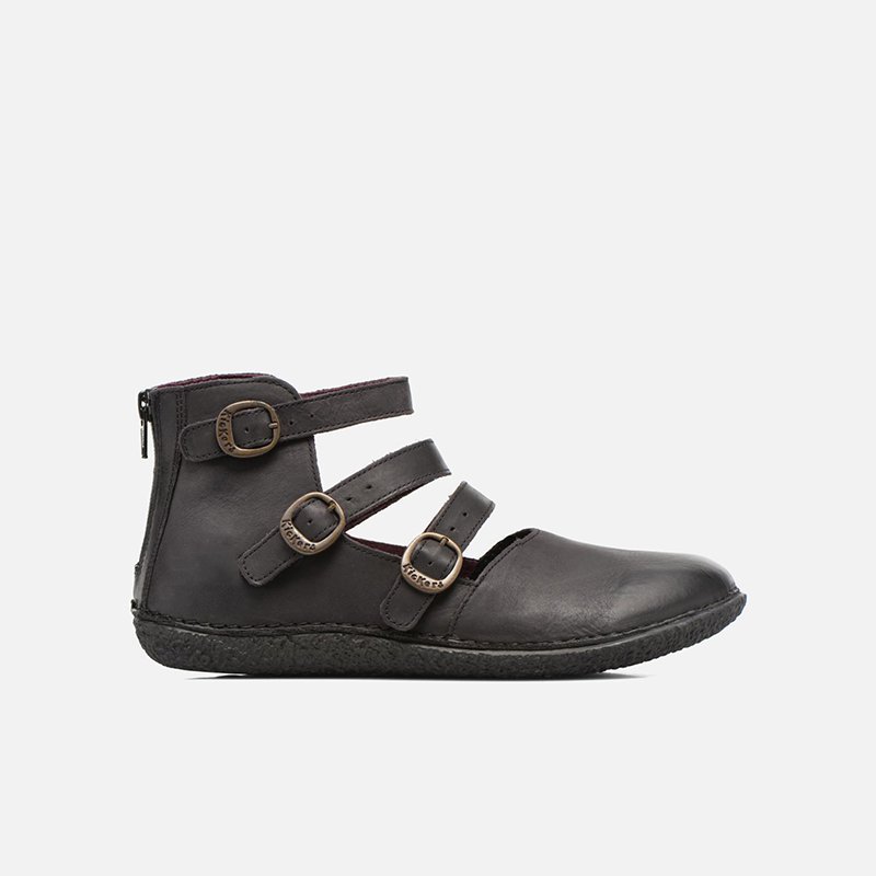 2019 Women Casual Flat Heel Adjustable Buckle Leather Shoes