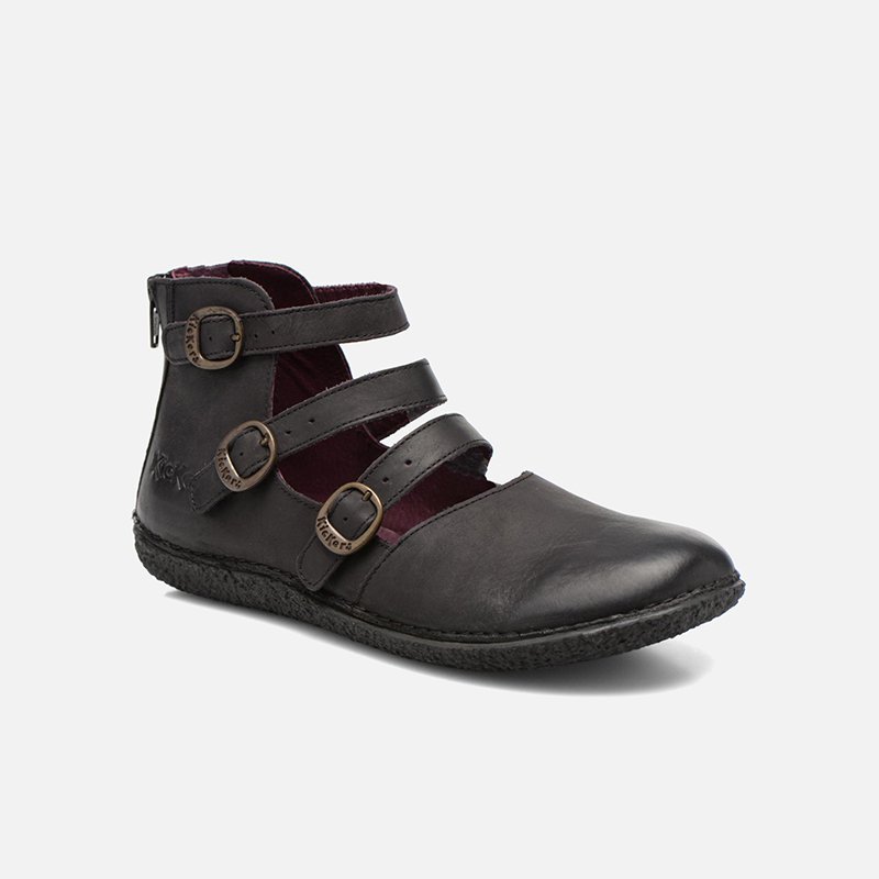 2019 Women Casual Flat Heel Adjustable Buckle Leather Shoes