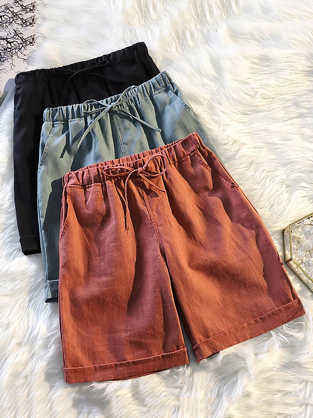 Fit Cotton Solid Shorts