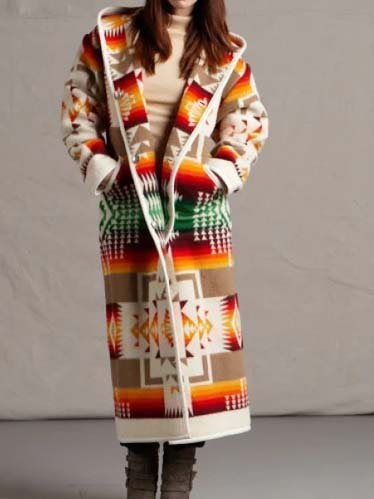 Printed Cotton-Blend Ethnic Loose Coats