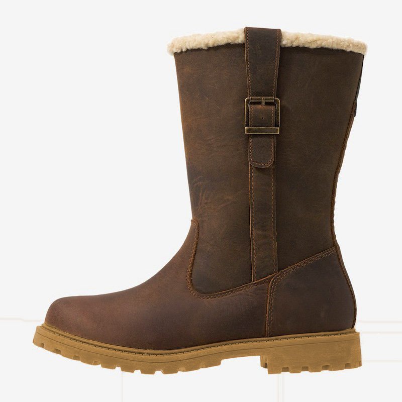 Women Slide Snow Boots Pu Working Chunky Heel Winter Shoes