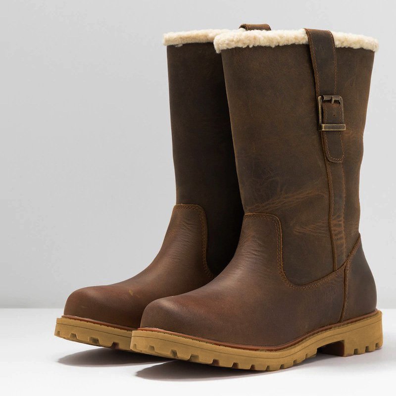 Women Slide Snow Boots Pu Working Chunky Heel Winter Shoes