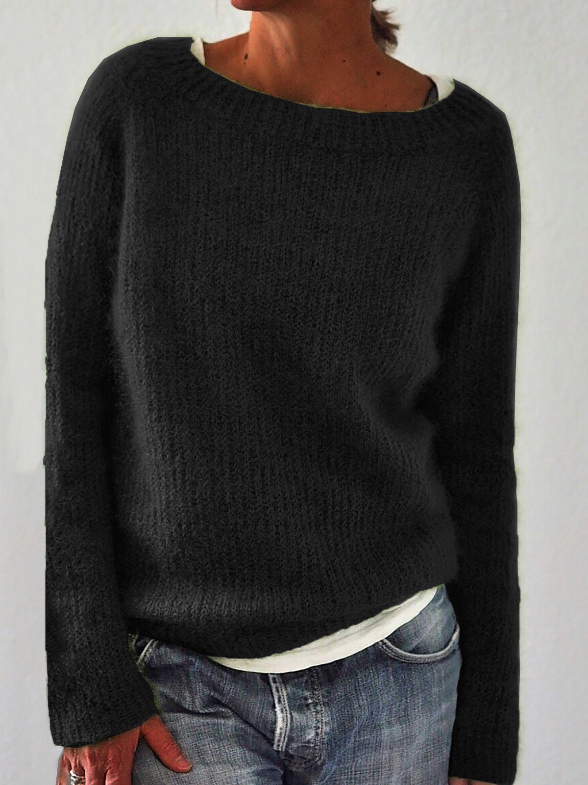 Solid Knitted Jumper Pullovers Jumper