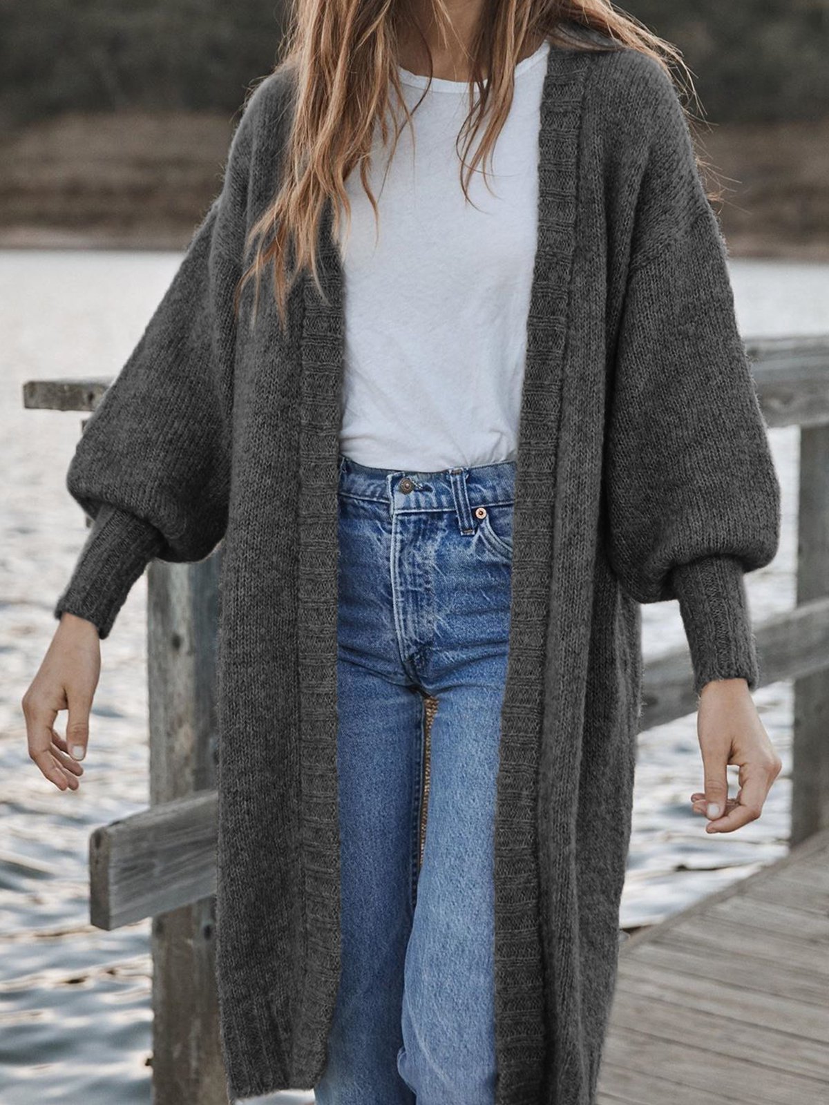 Solid Casual Long Sleeve Jacket Cardigan