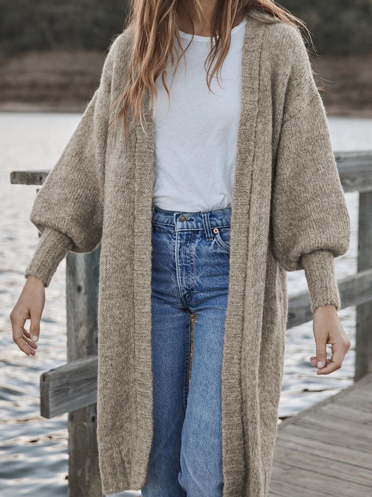 Solid Casual Long Sleeve Jacket Cardigan