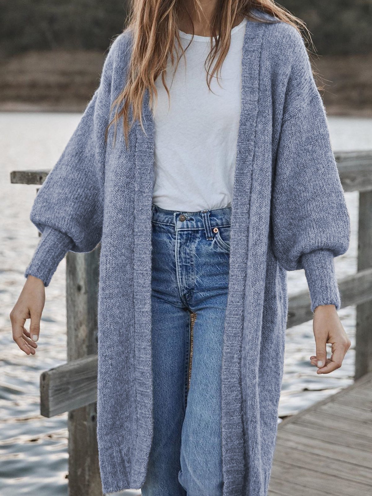 Solid Casual Long Sleeve Jacket Cardigan