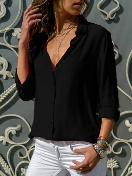 Fit Solid Casual Blouses