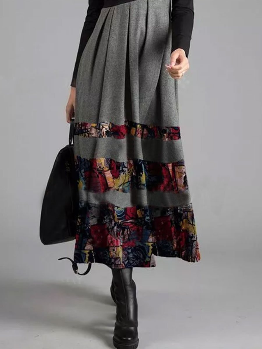 Abstract Casual Fit Crew Neck Maxi