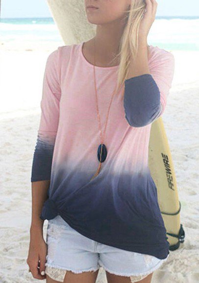 Ombre Casual Cotton T-shirt