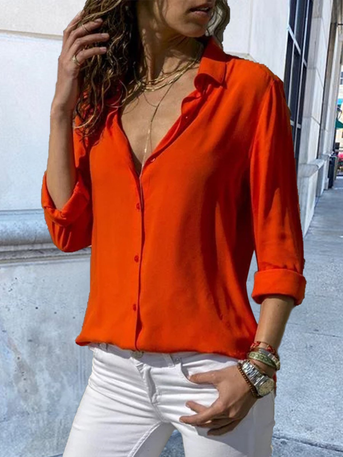 Fit Solid Casual Blouses