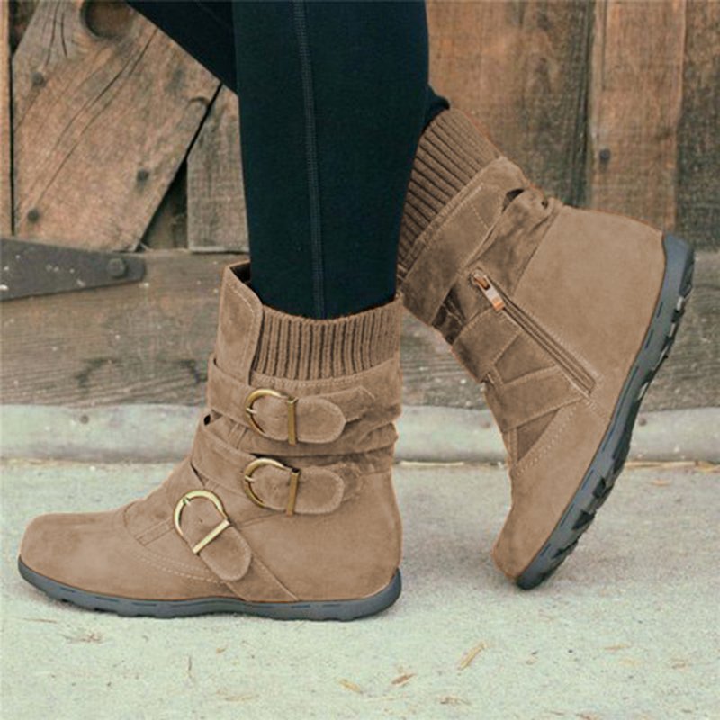 Casual All Season Knitted Fabric Low Heel Boots