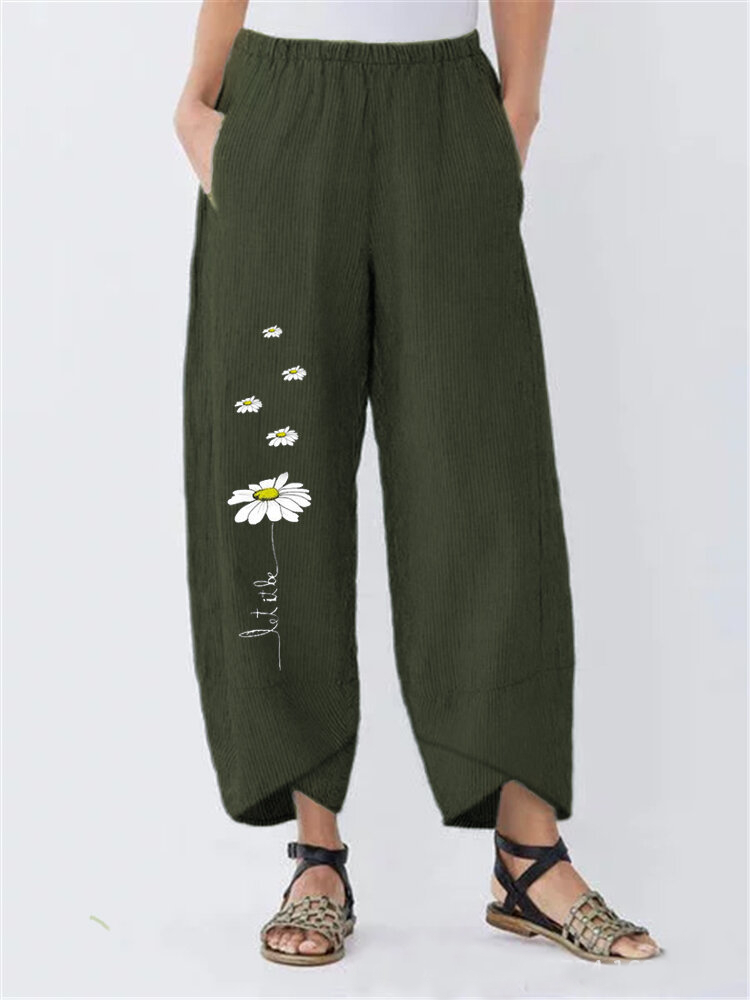 Cotton-Blend Loose Casual Trousers