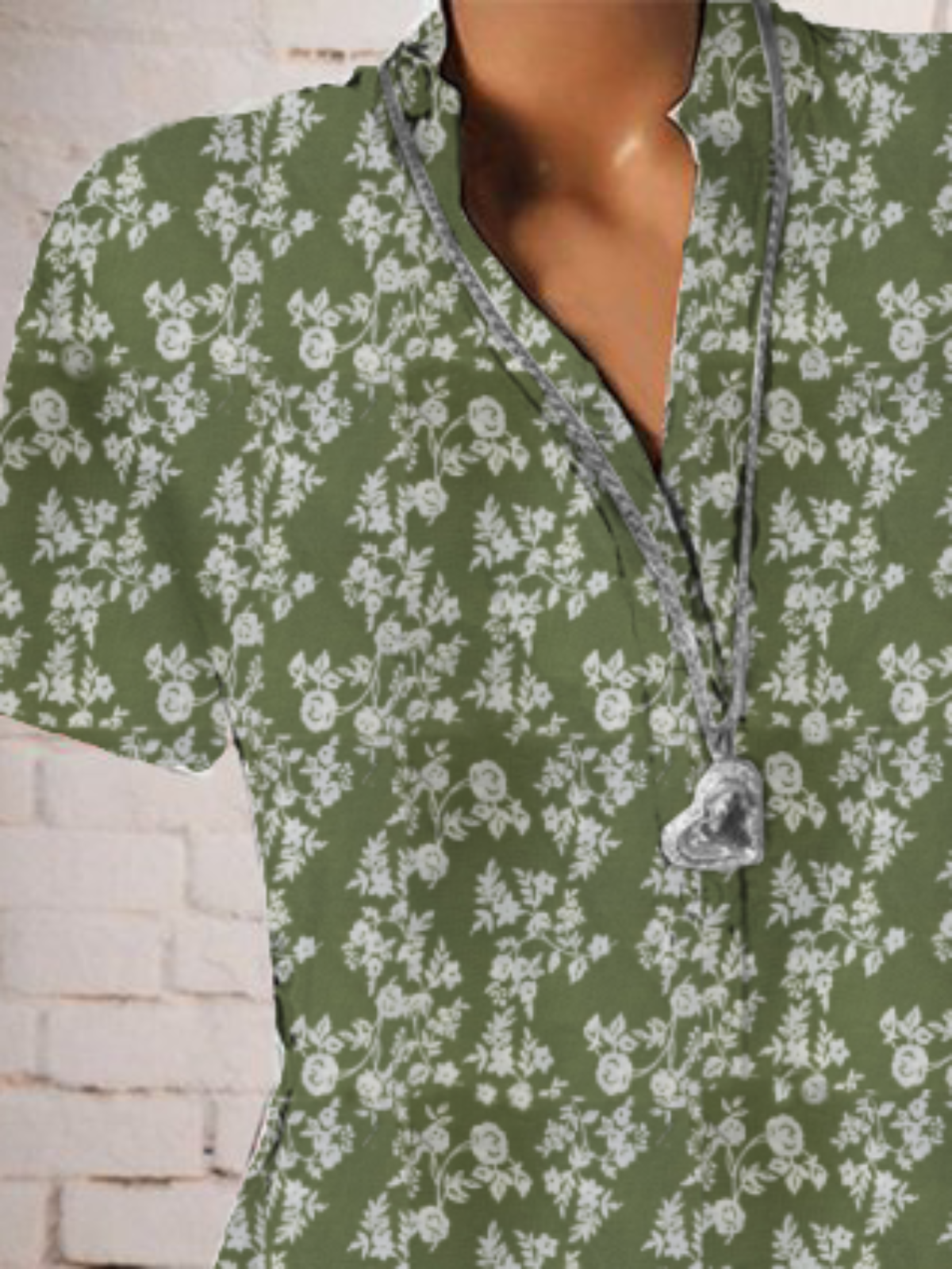 Floral Fit Shirt Collar Outdoor Blouses