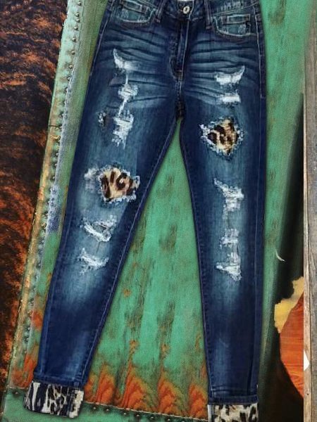 Leopard Loose Casual Denim&jeans