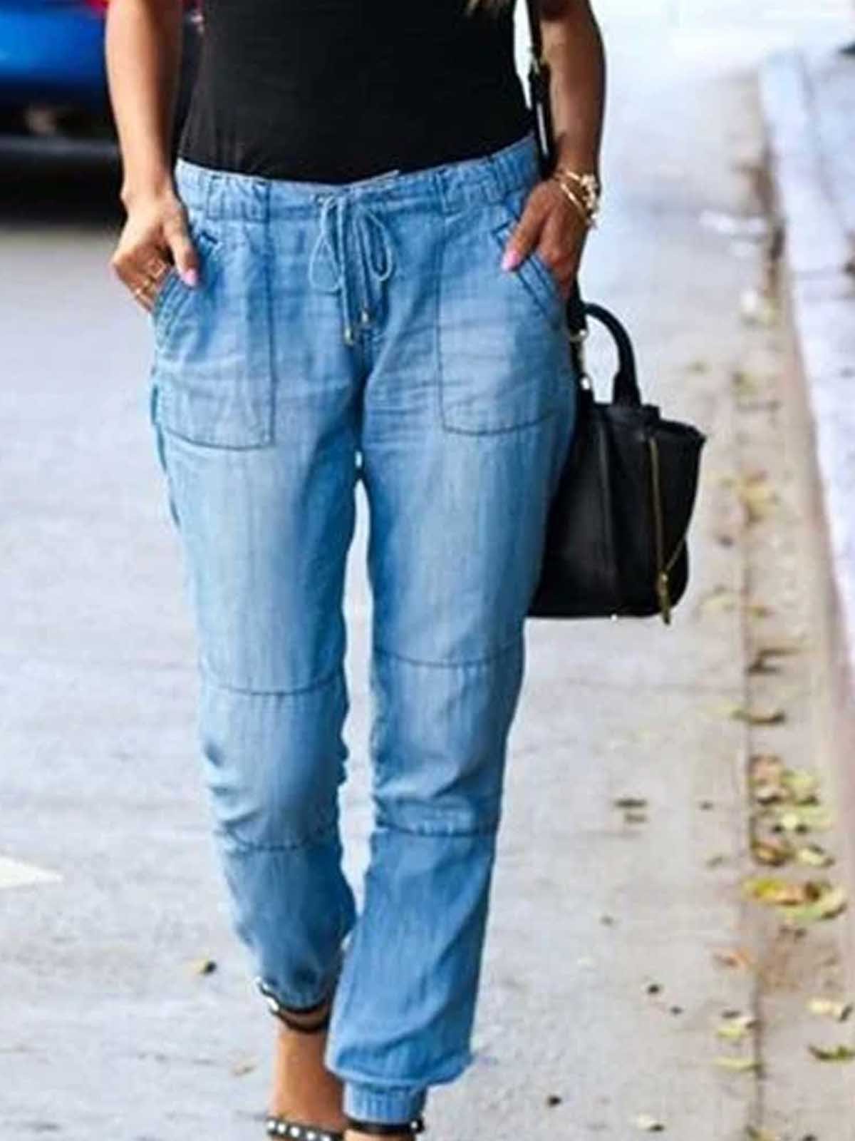 Cotton Loose Patchwork Denim&jeans