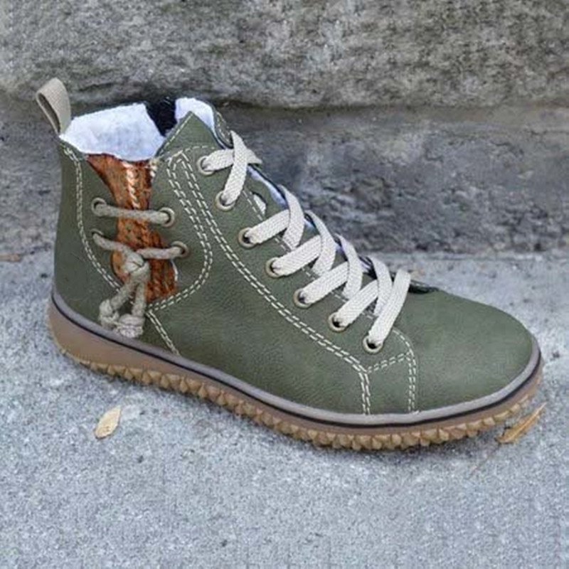 Women's zipper plus velvet casual boots