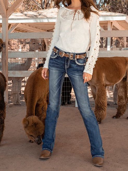 Cotton-Blend Vintage Loose Denim&jeans