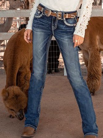 Cotton-Blend Vintage Loose Denim&jeans