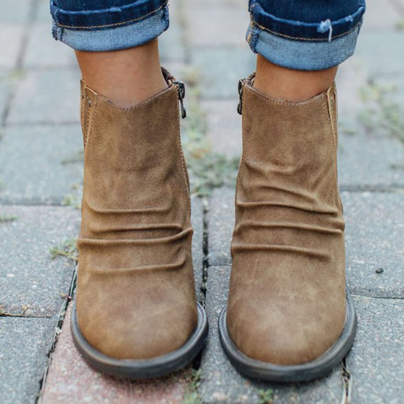Block Heel Casual Rivet Boots