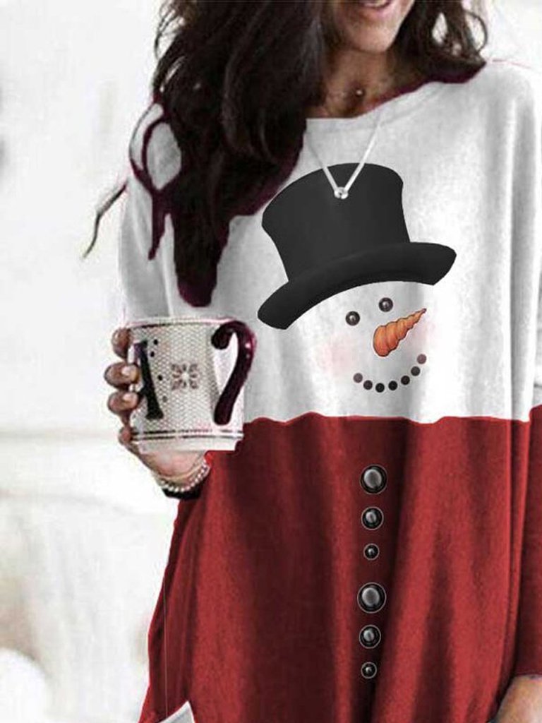 Women's Snowman Print Long Sleeve Top