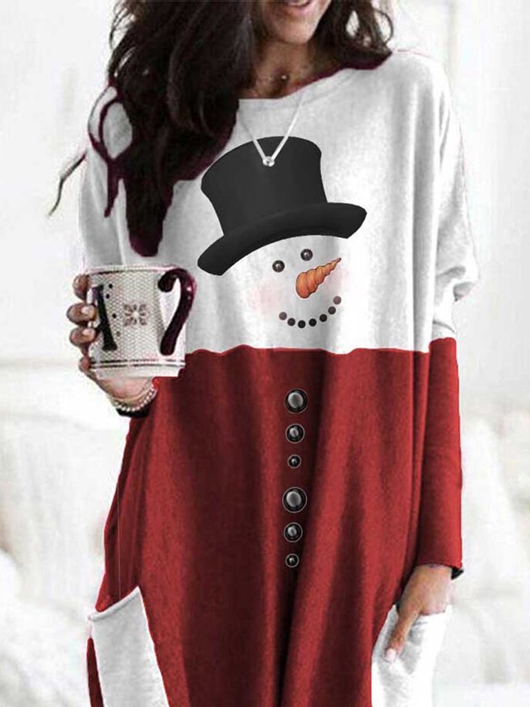 Women's Snowman Print Long Sleeve Top