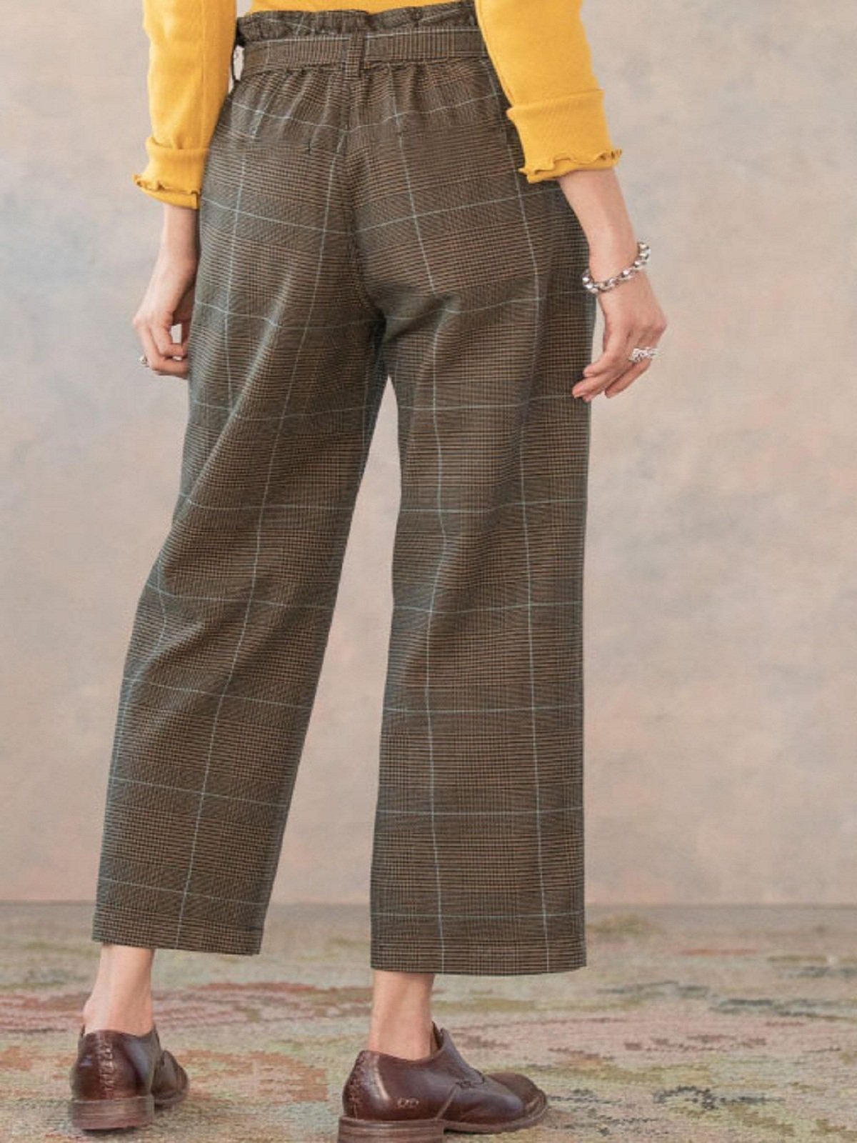 Brown Cotton-Blend Work Shift Trousers