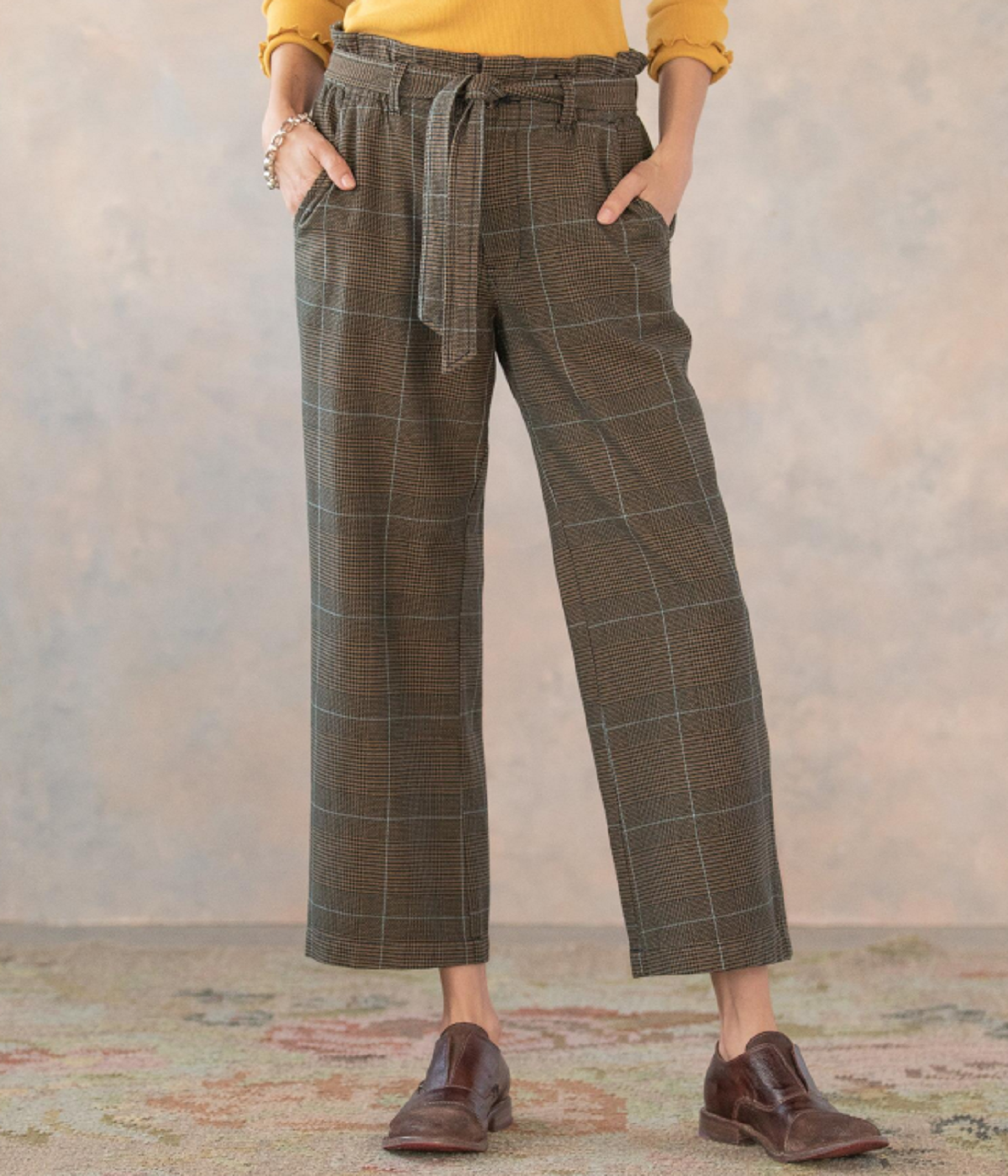 Brown Cotton-Blend Work Shift Trousers