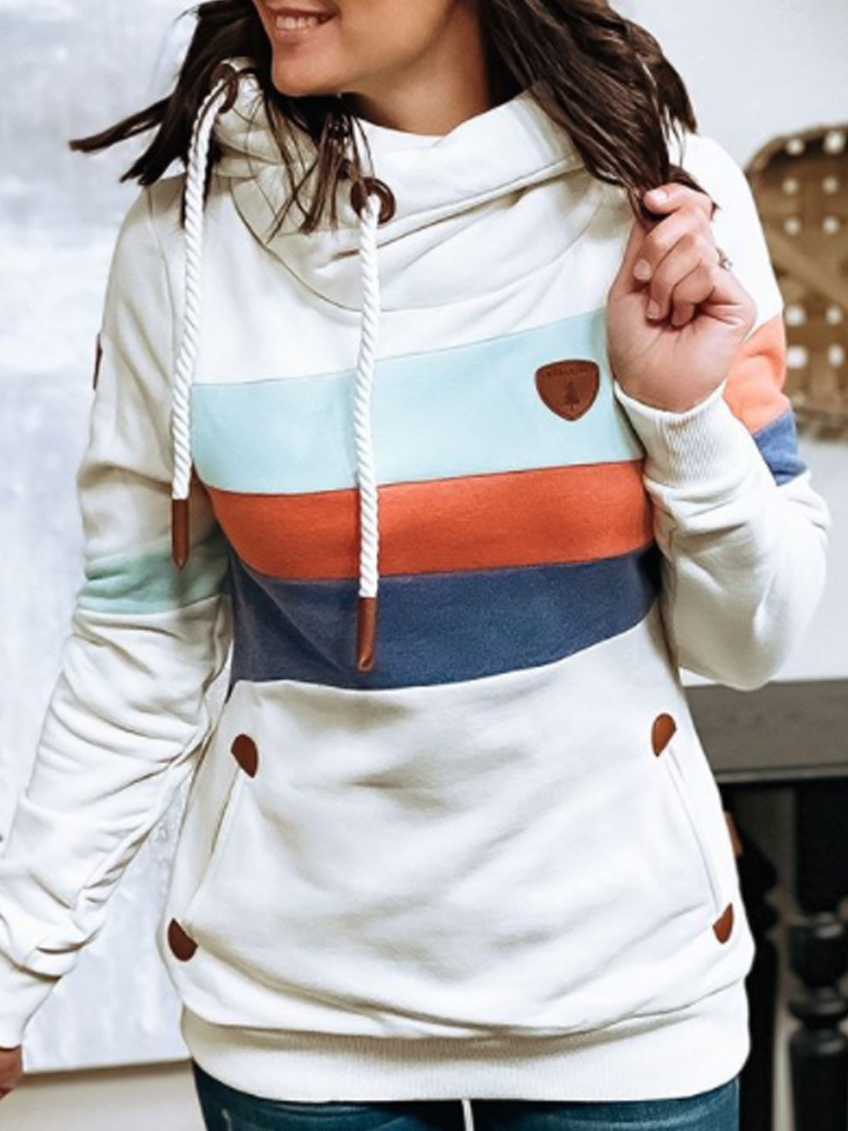 Casual Cotton-Blend Long Sleeve Sweatshirt
