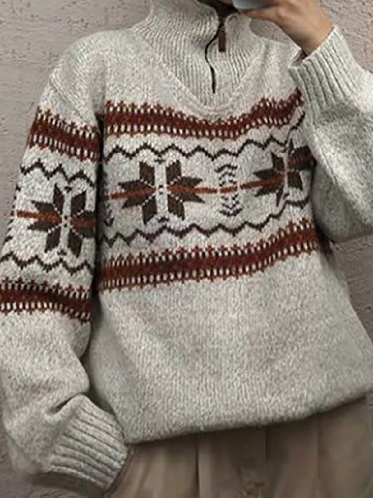 Geometric Vintage Turtleneck Jumper