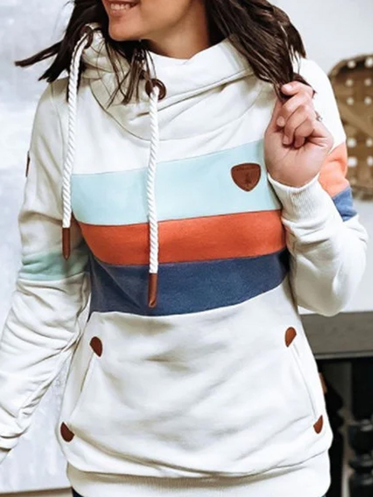 Casual Cotton-Blend Long Sleeve Sweatshirt
