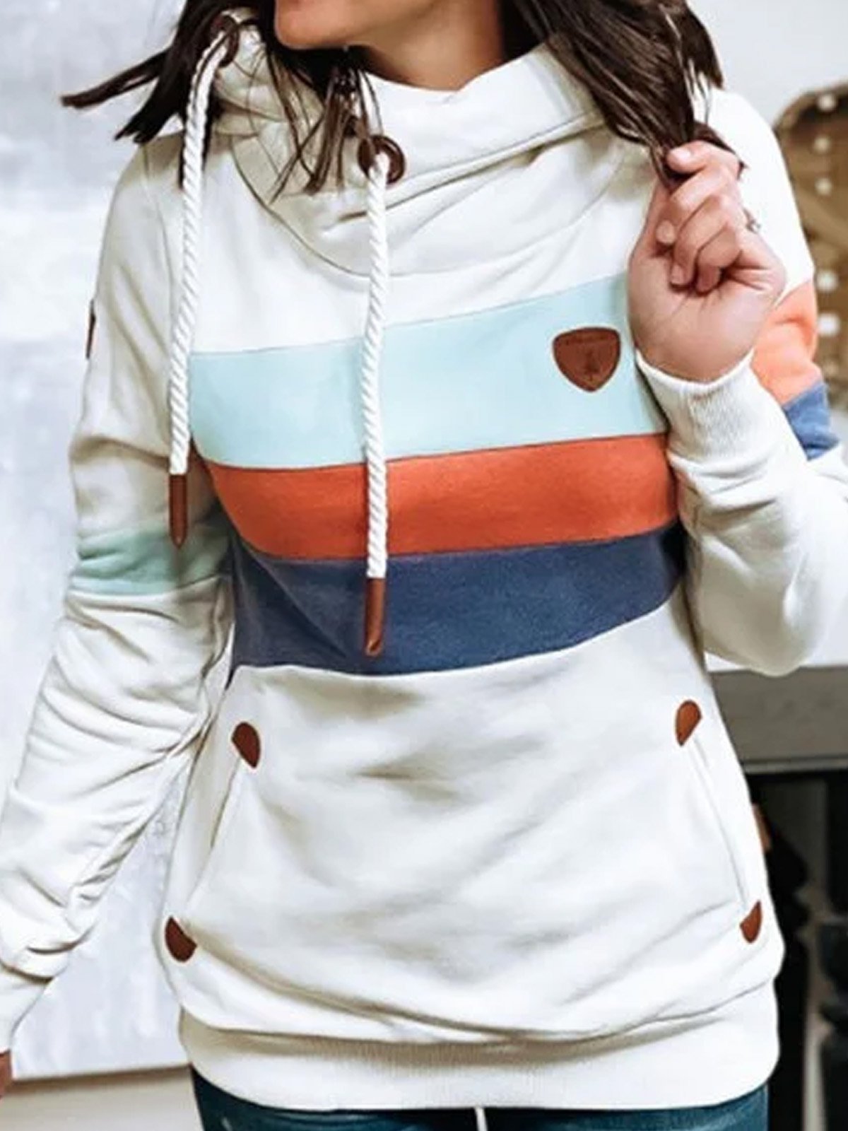 Casual Cotton-Blend Long Sleeve Sweatshirt
